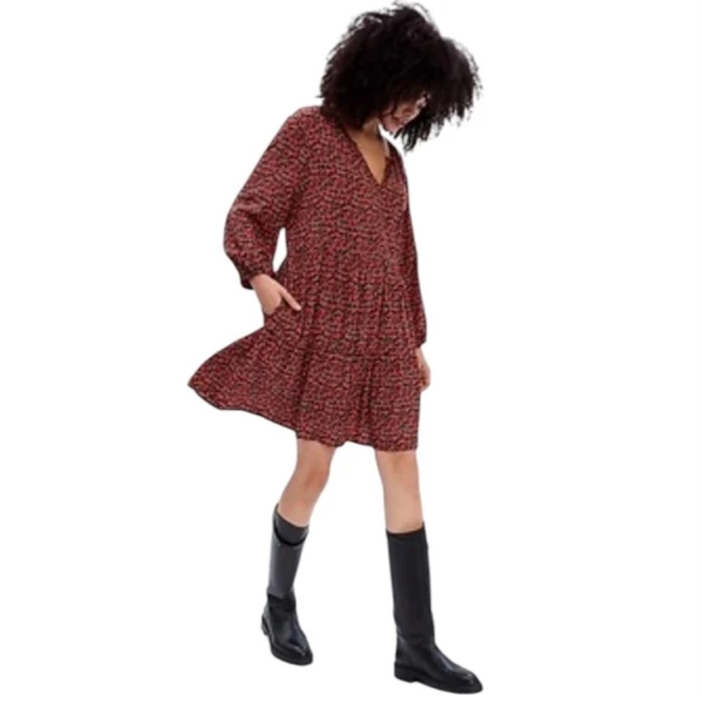 GAP Red Tiered Floral Mini-Dress